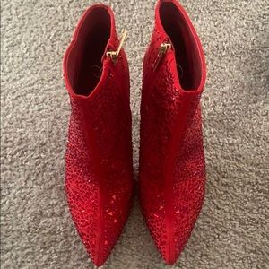 Jessica Simpson Red Glitter Bootie